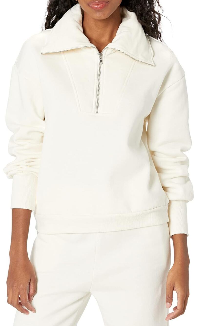 The Drop “Murphy” Half-Zip Sweatshirt | Cream | Size XS NEW